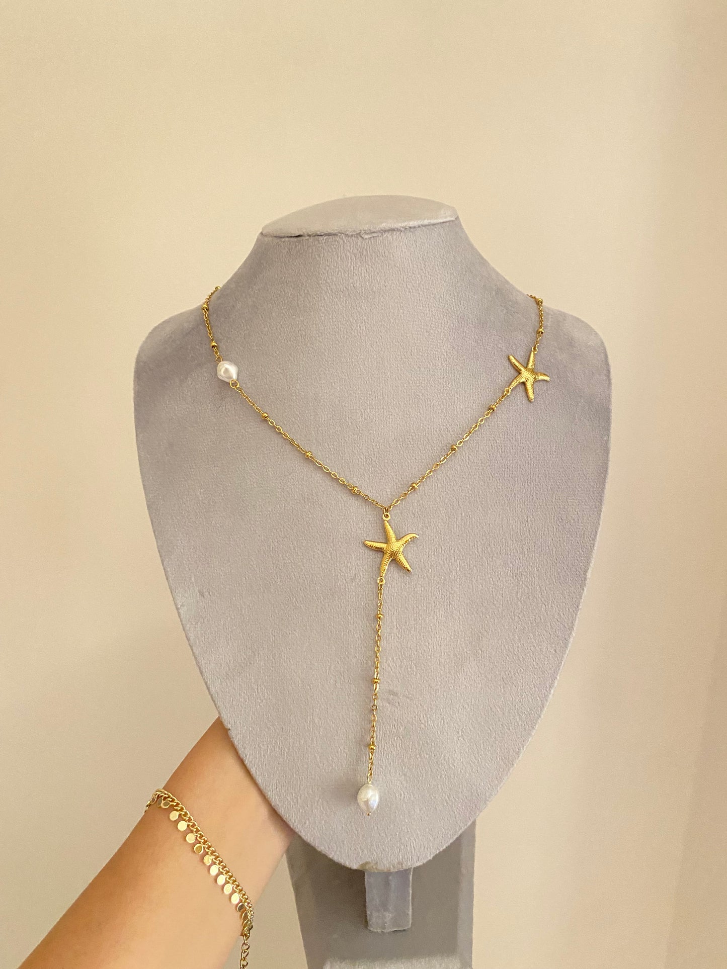 Pearls x starfish drop necklace