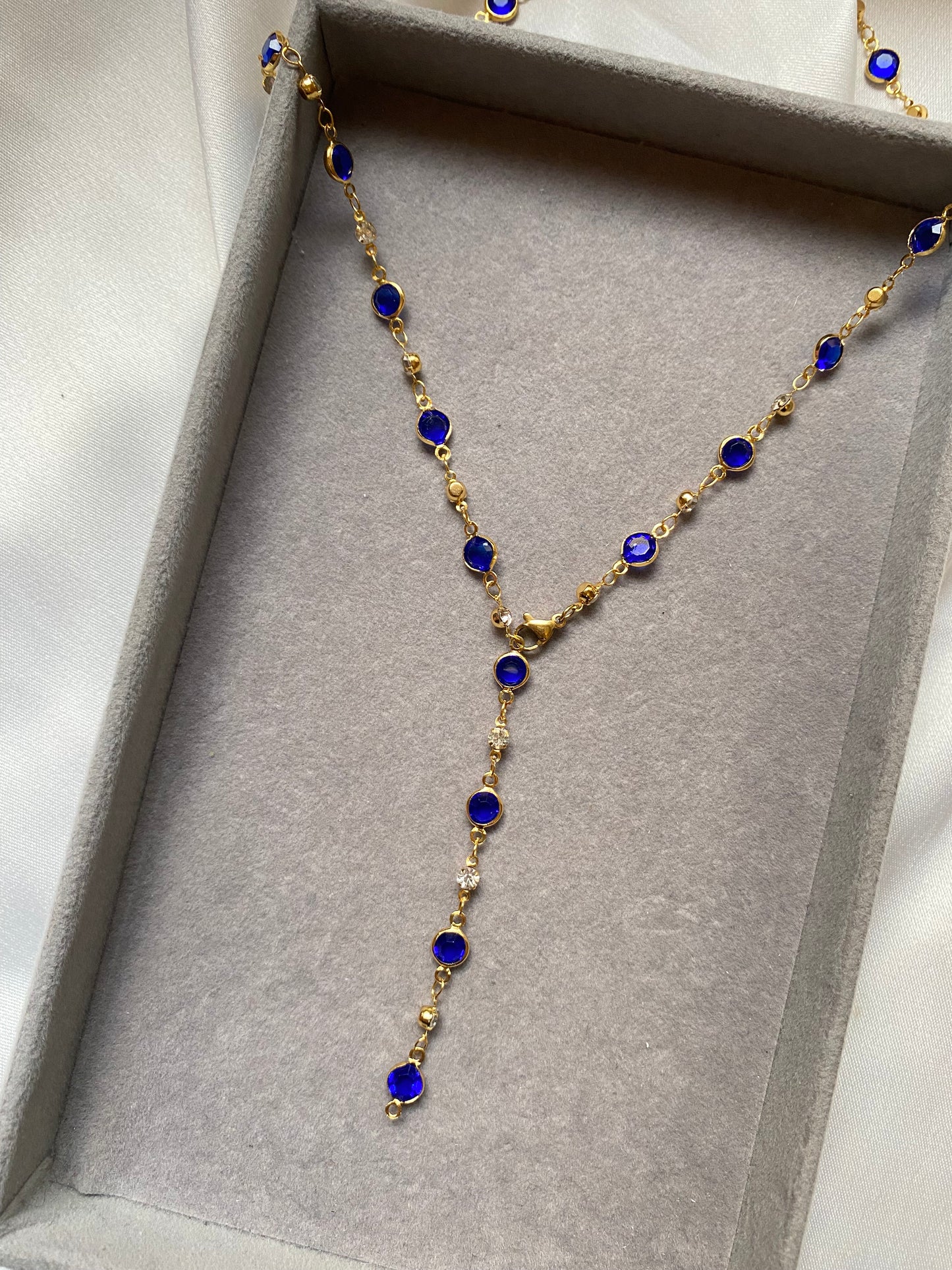 Navy blue drop necklace