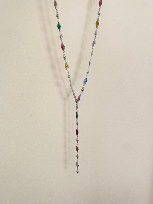 Colorful diamonds drop necklace