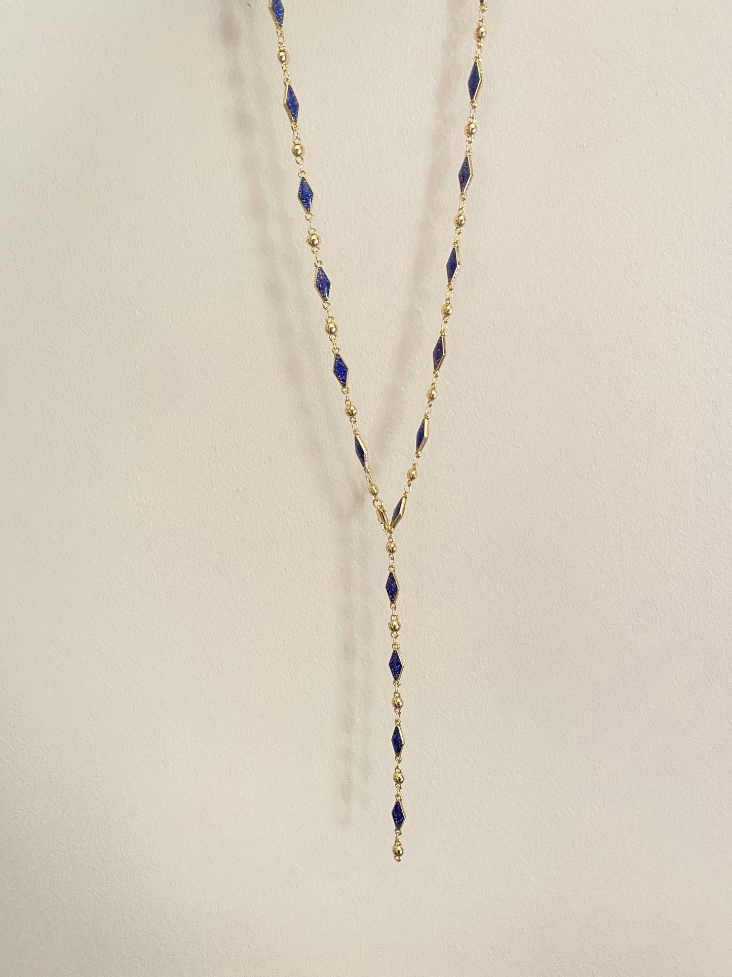 Navy blue diamonds drop necklace
