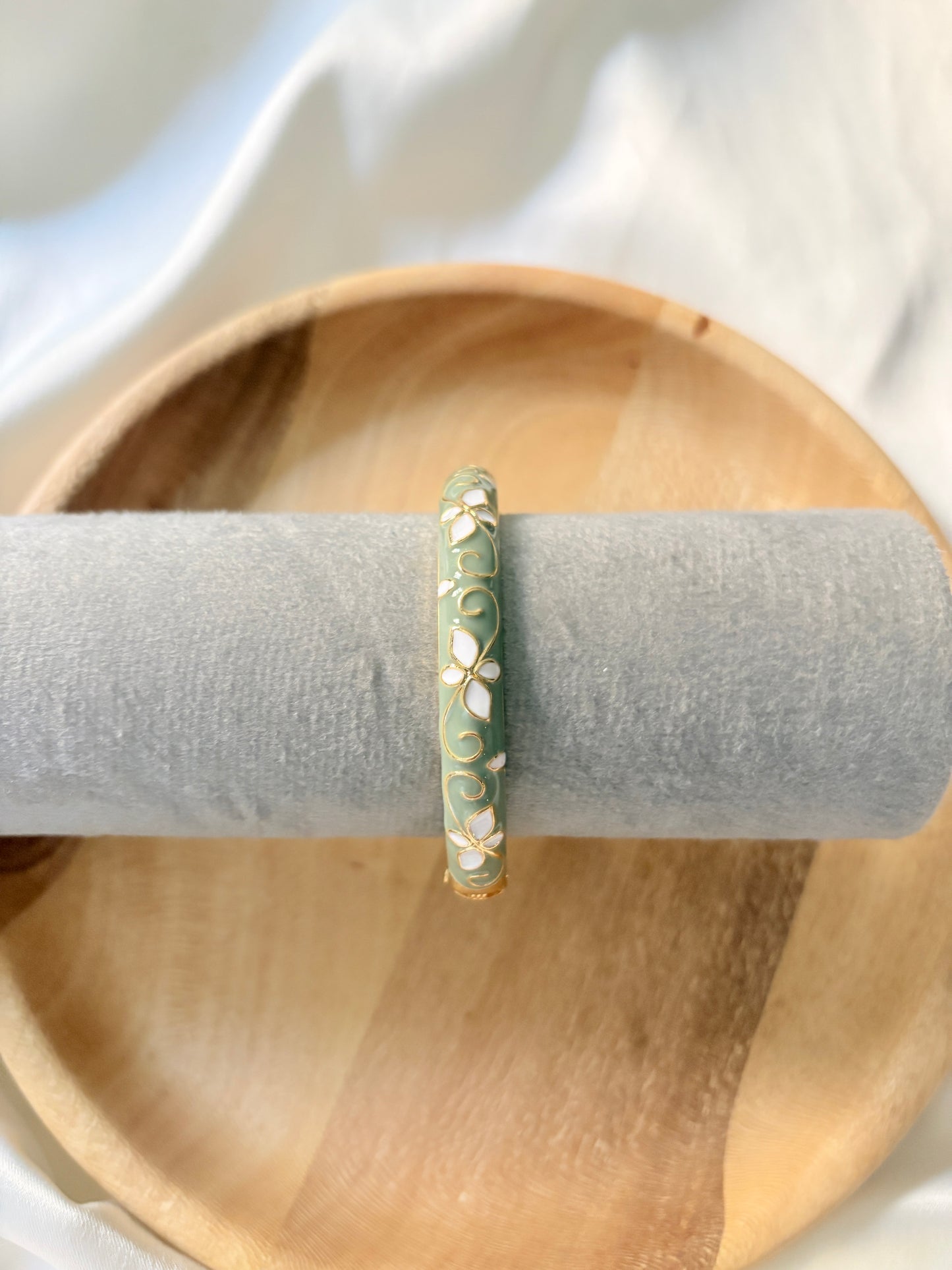 Sage green flowers bangle
