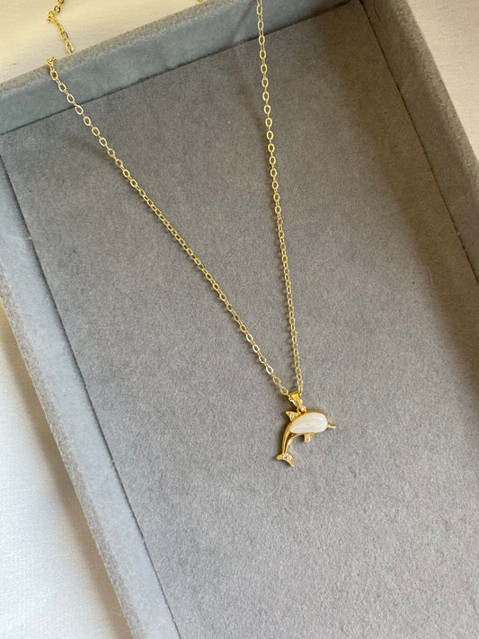 White dolphin necklace